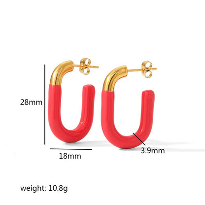 1 Pair Simple Style U Shape Polishing Plating Stainless Steel 18k Gold Plated Hoop Earrings