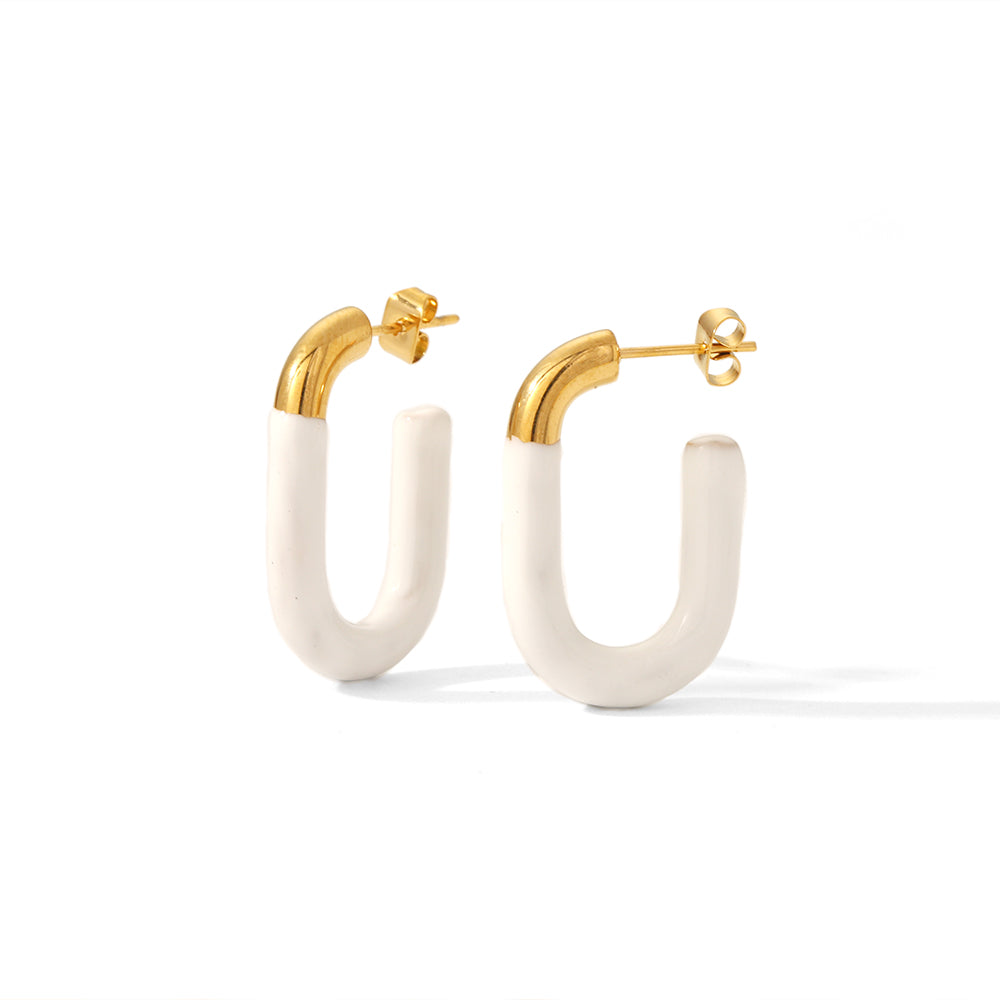 1 Pair Simple Style U Shape Polishing Plating Stainless Steel 18k Gold Plated Hoop Earrings