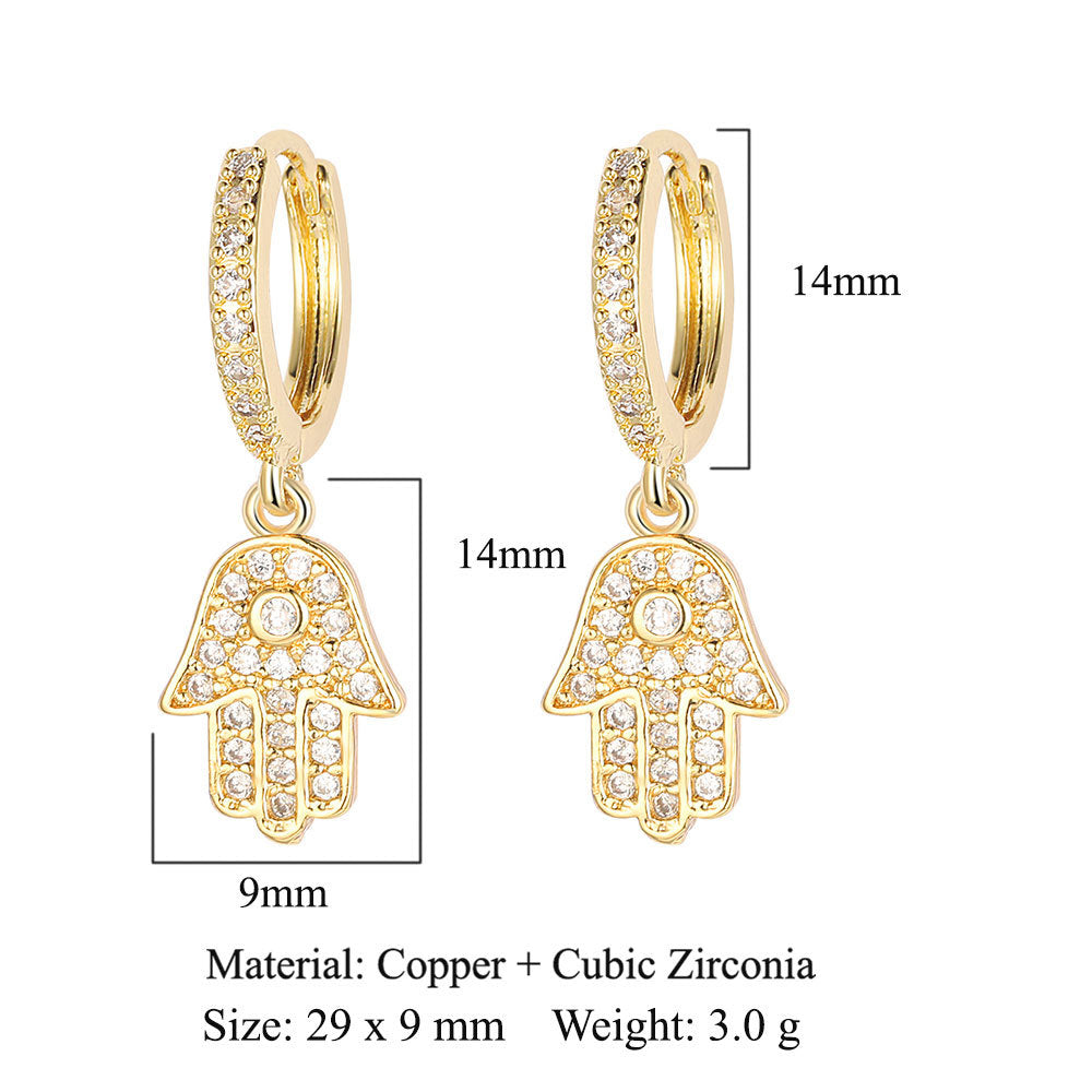 1 Pair Simple Style Star Inlay Copper Zircon Drop Earrings