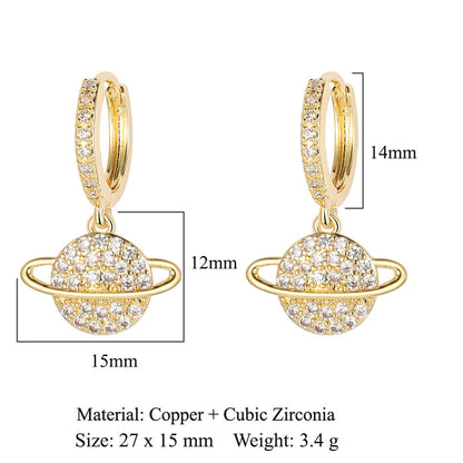 1 Pair Simple Style Star Inlay Copper Zircon Drop Earrings