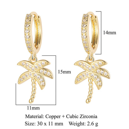 1 Pair Simple Style Star Inlay Copper Zircon Drop Earrings