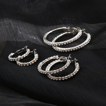 1 Set Modern Style Round Inlay Alloy Rhinestones Earrings