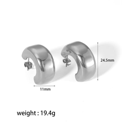 1 Pair Simple Style Semicircle Polishing Plating Stainless Steel 18k Gold Plated Ear Studs