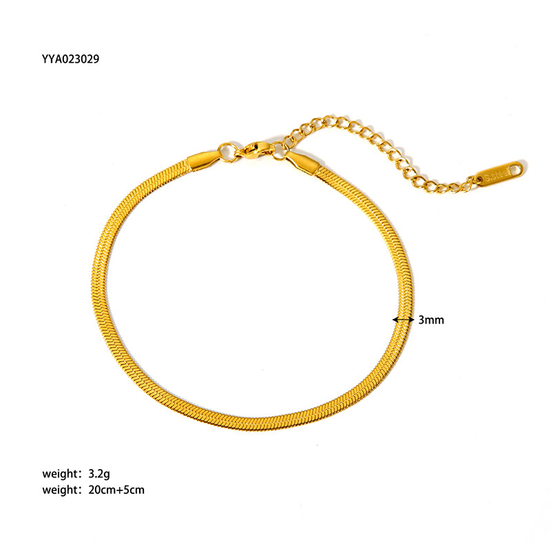 Modern Style British Style Solid Color 18k Gold Plated Stainless Steel Wholesale Anklet