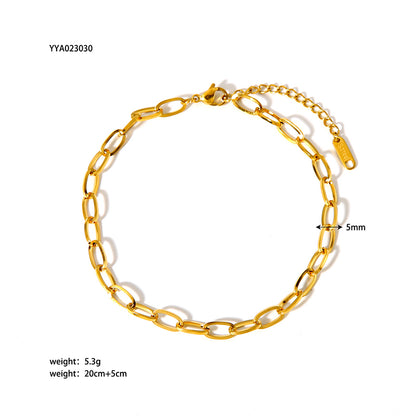 Modern Style British Style Solid Color 18k Gold Plated Stainless Steel Wholesale Anklet