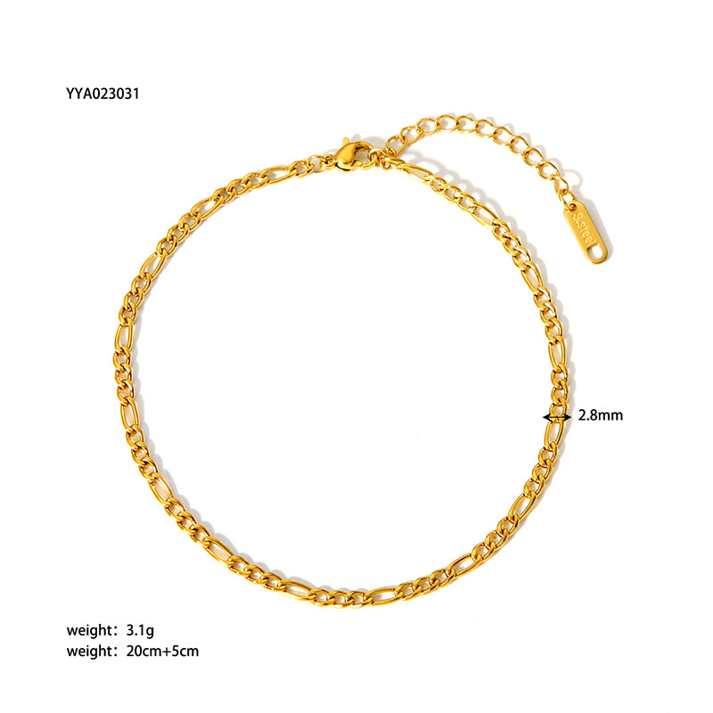 Modern Style British Style Solid Color 18k Gold Plated Stainless Steel Wholesale Anklet