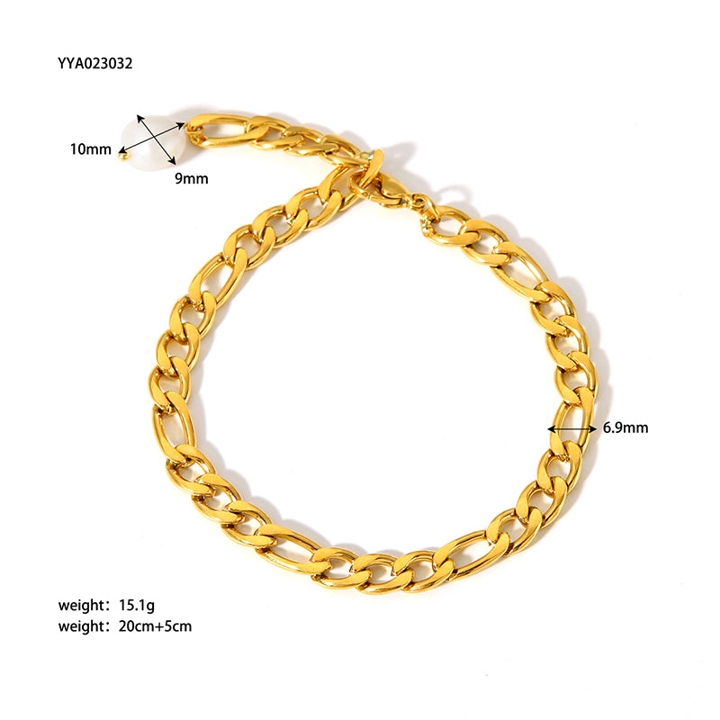 Modern Style British Style Solid Color 18k Gold Plated Stainless Steel Wholesale Anklet