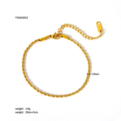 Modern Style British Style Solid Color 18k Gold Plated Stainless Steel Wholesale Anklet