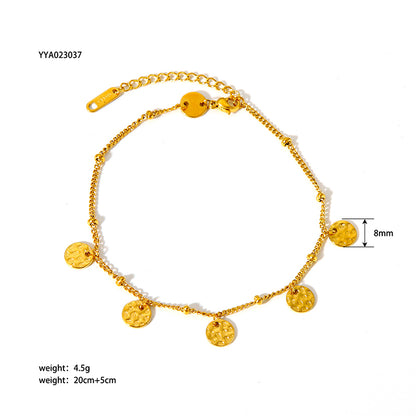 Modern Style British Style Solid Color 18k Gold Plated Stainless Steel Wholesale Anklet