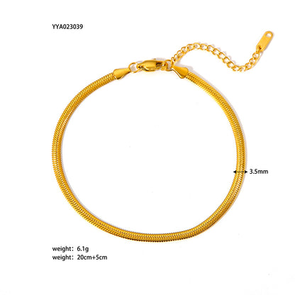 Modern Style British Style Solid Color 18k Gold Plated Stainless Steel Wholesale Anklet