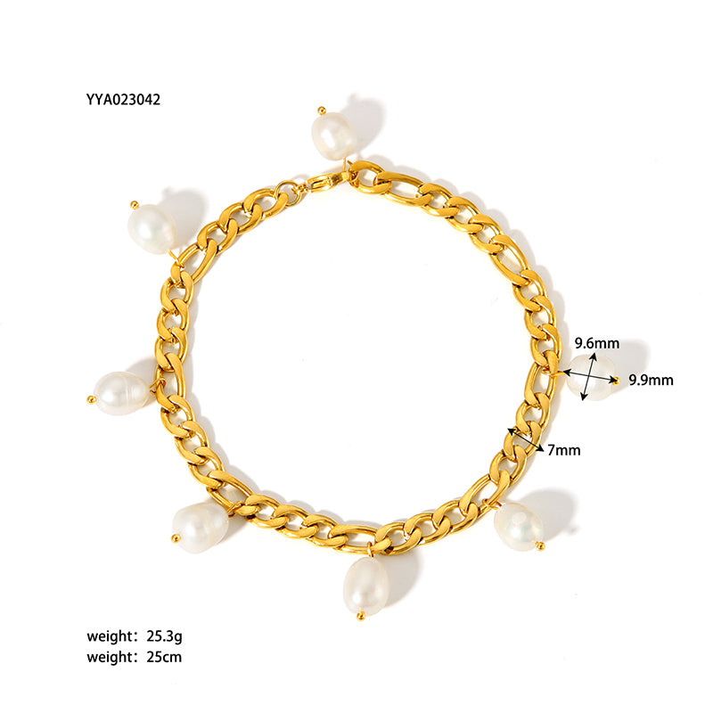 Modern Style British Style Solid Color 18k Gold Plated Stainless Steel Wholesale Anklet