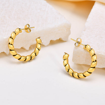 1 Pair Ig Style C Shape Plating Stainless Steel 18k Gold Plated Hoop Earrings