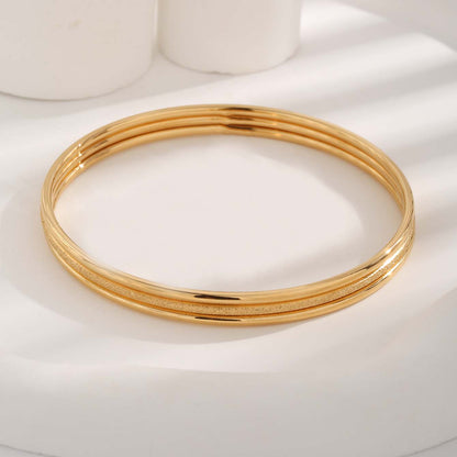 Modern Style Round Number Titanium Steel Plating Gold Plated Bangle