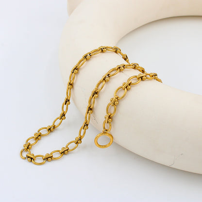 Wholesale Simple Style Korean Style Solid Color Stainless Steel Plating 18k Gold Plated Bracelets Necklace