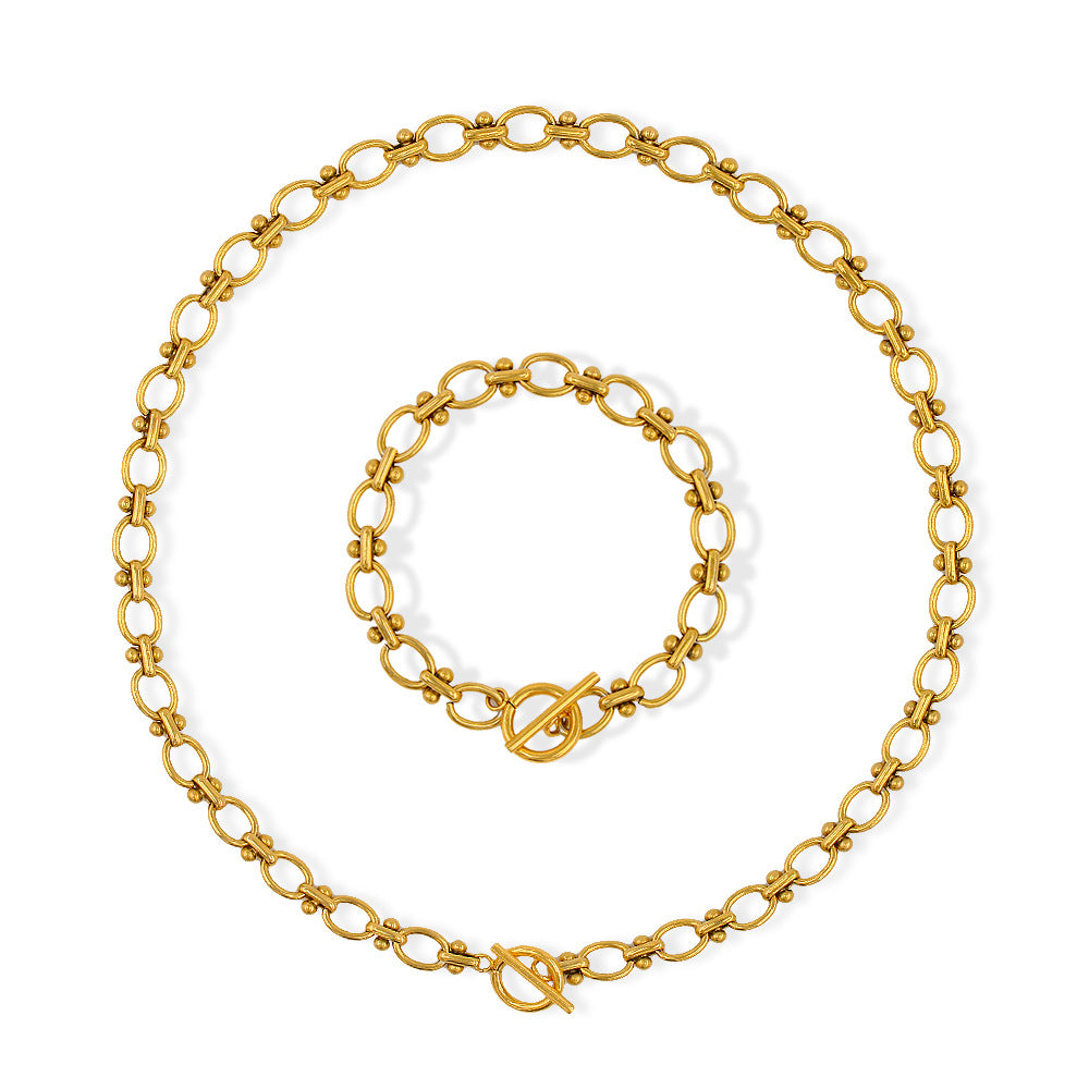 Wholesale Simple Style Korean Style Solid Color Stainless Steel Plating 18k Gold Plated Bracelets Necklace