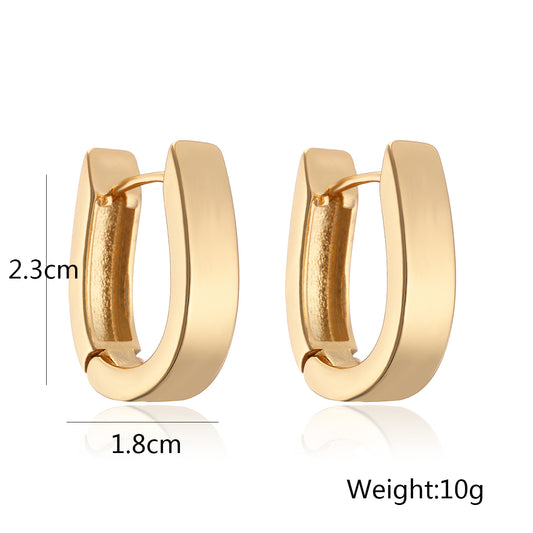 1 Pair Simple Style Commute Solid Color Plating Copper 18k Gold Plated Earrings