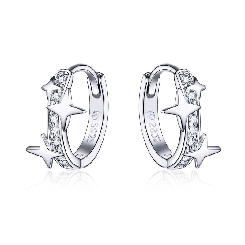 1 Pair Ig Style Shiny Star Plating Inlay Sterling Silver Zircon White Gold Plated Earrings