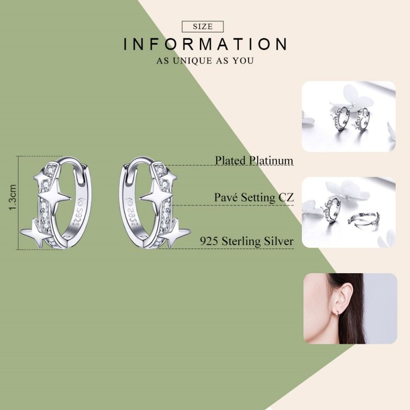 1 Pair Ig Style Shiny Star Plating Inlay Sterling Silver Zircon White Gold Plated Earrings