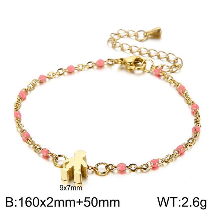 Simple Style Color Block Stainless Steel Patchwork 18k Gold Plated Bracelets