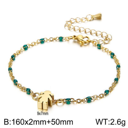 Simple Style Color Block Stainless Steel Patchwork 18k Gold Plated Bracelets