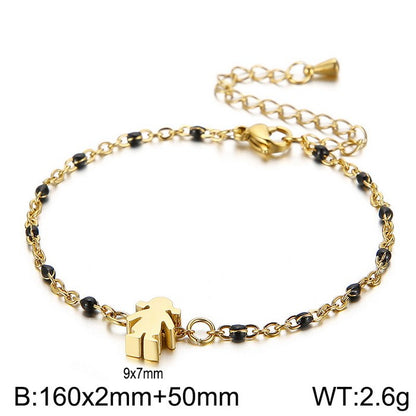 Simple Style Color Block Stainless Steel Patchwork 18k Gold Plated Bracelets