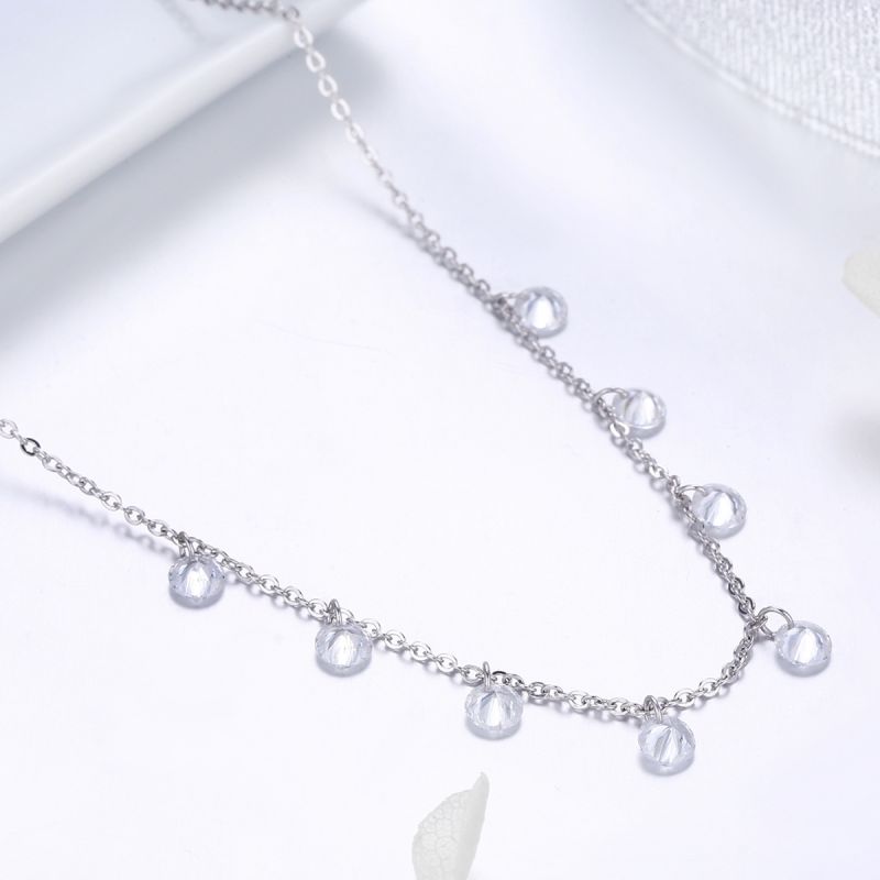 Casual Solid Color Sterling Silver Plating Inlay Zircon White Gold Plated Necklace