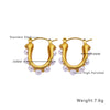 1 Piece Ig Style Elegant U Shape Plating Inlay Stainless Steel Titanium Steel Pearl Earrings