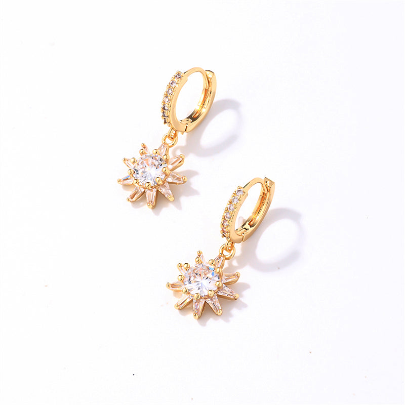 1 Pair Casual Sweet Flower Plating Inlay Copper Zircon Gold Plated Drop Earrings