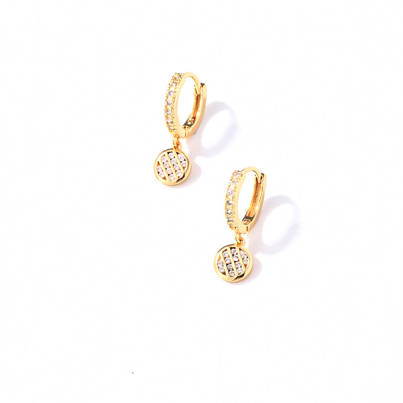 1 Pair Casual Sweet Round Plating Inlay Copper Zircon Gold Plated Drop Earrings