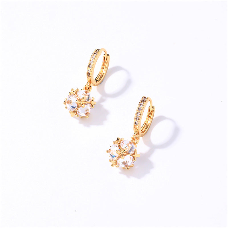 1 Pair Casual Sweet Round Plating Inlay Copper Zircon Gold Plated Drop Earrings