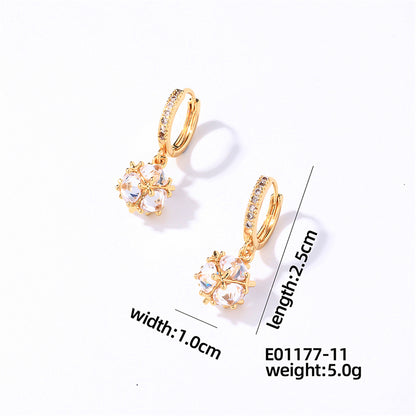 1 Pair Casual Sweet Round Plating Inlay Copper Zircon Gold Plated Drop Earrings