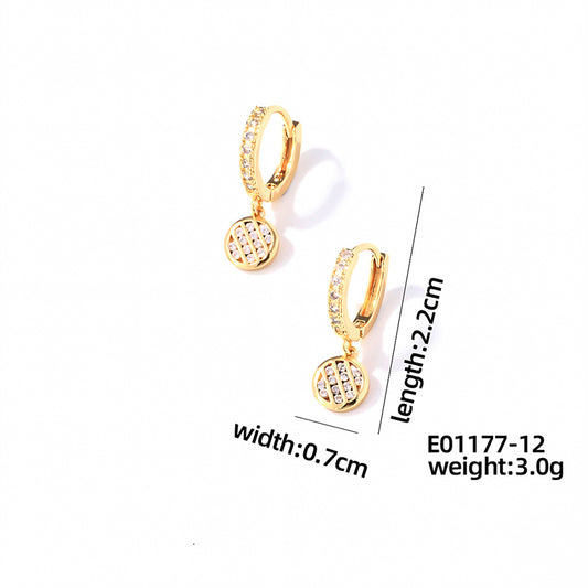 1 Pair Casual Sweet Round Plating Inlay Copper Zircon Gold Plated Drop Earrings