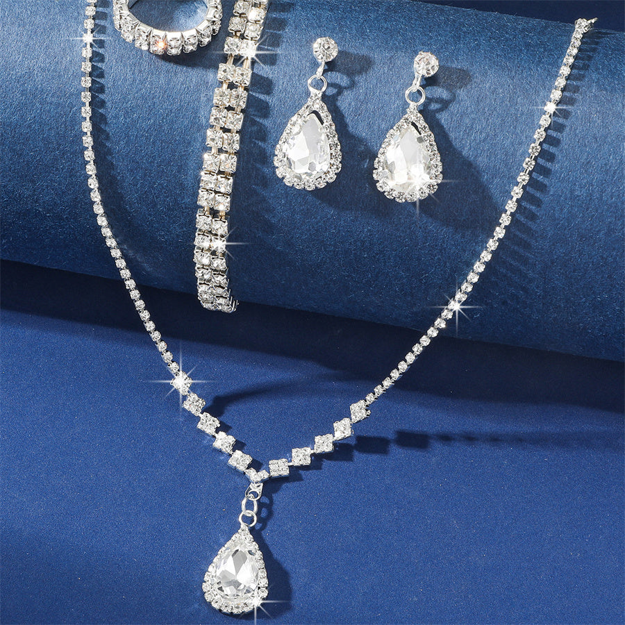 Shiny Water Droplets Rhinestone Inlay Rhinestones Women's Jewelry Set