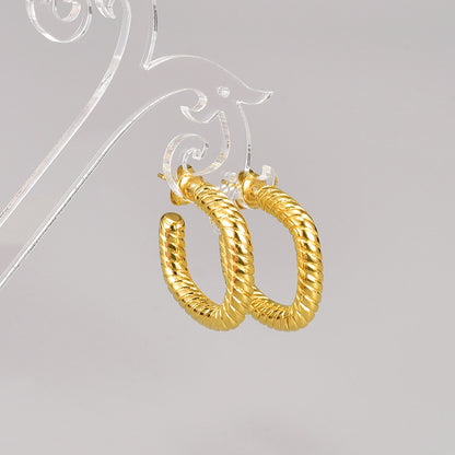 1 Pair Simple Style Solid Color Plating Titanium Steel Gold Plated Ear Studs