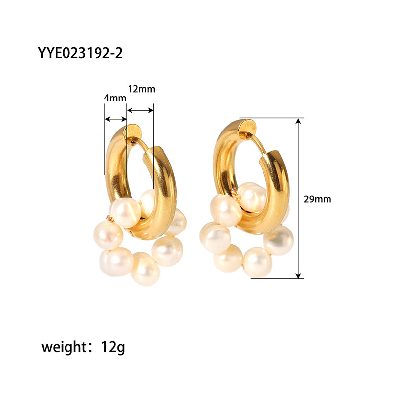 1 Pair Ig Style Sweet Flower Pearl Plating Stainless Steel 18k Gold Plated Drop Earrings