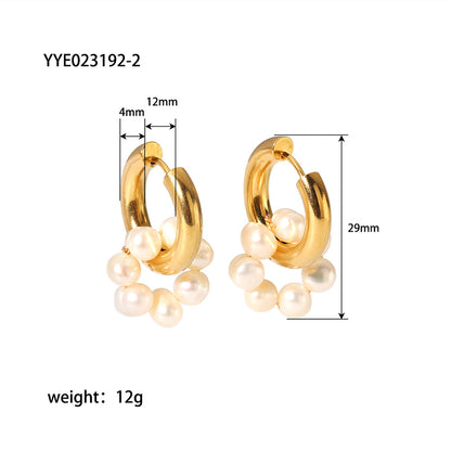 1 Pair Ig Style Sweet Flower Pearl Plating Stainless Steel 18k Gold Plated Drop Earrings