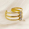 Simple Style Solid Color Stainless Steel Plating Inlay Zircon Gold Plated Open Rings