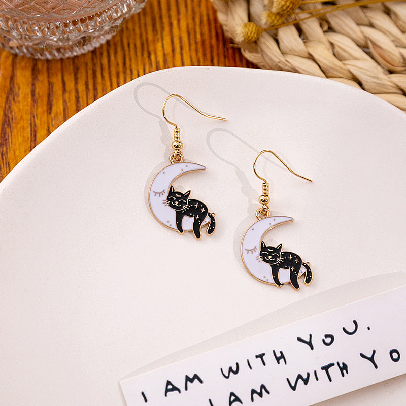 Wholesale Jewelry Classic Style Cat Alloy Enamel Earrings