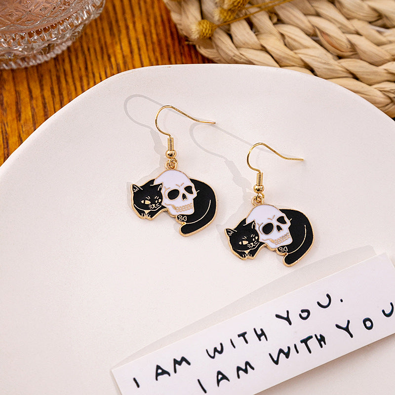 Wholesale Jewelry Classic Style Cat Alloy Enamel Earrings