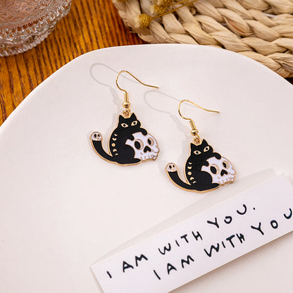 Wholesale Jewelry Classic Style Cat Alloy Enamel Earrings