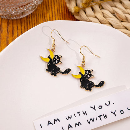 Wholesale Jewelry Classic Style Cat Alloy Enamel Earrings