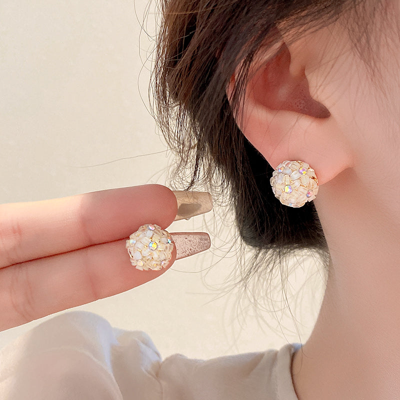 1 Pair Simple Style Circle Inlay Alloy Rhinestones Ear Studs