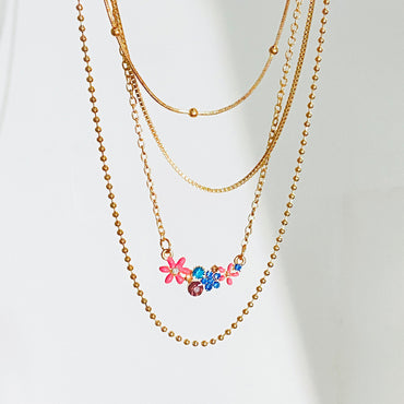 Ig Style Simple Style Flower 14k Gold Plated Alloy Wholesale Layered Necklaces