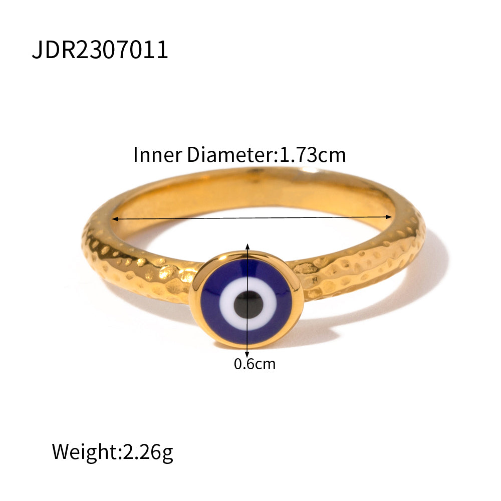 Wholesale Ig Style Devil's Eye Stainless Steel Enamel Plating 18k Gold Plated Rings