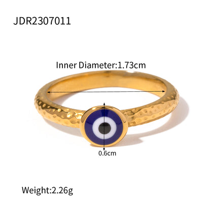 Wholesale Ig Style Devil's Eye Stainless Steel Enamel Plating 18k Gold Plated Rings
