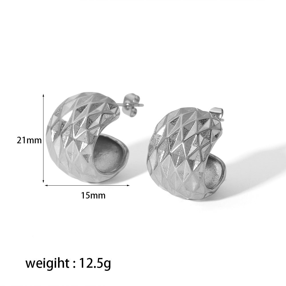 1 Pair Ig Style Simple Style C Shape Lingge Polishing Plating Stainless Steel 18k Gold Plated Ear Studs