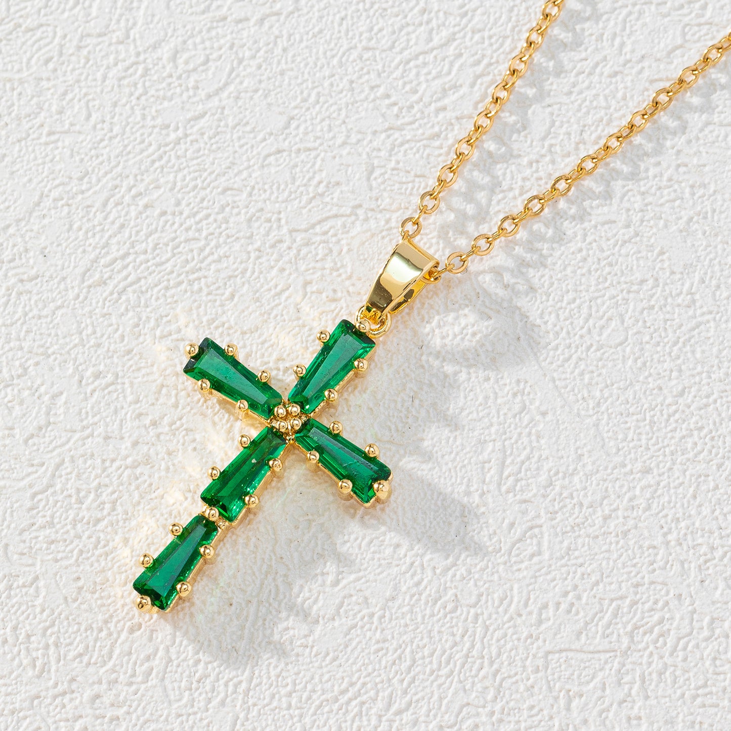 Simple Style Cross Copper Plating Inlay Artificial Crystal Pendant Necklace