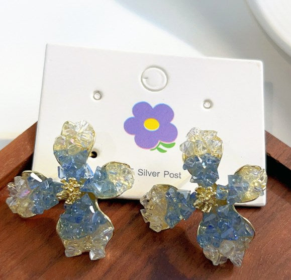 1 Pair Elegant Sweet Flower Artificial Crystal Ear Studs