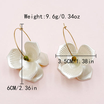 1 Pair Simple Style Commute Flower Plating Stainless Steel Drop Earrings