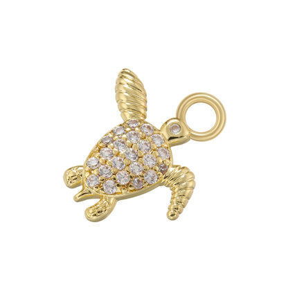 Casual Cute Simple Style Tortoise Animal Bird Copper 18k Gold Plated Zircon Charms In Bulk